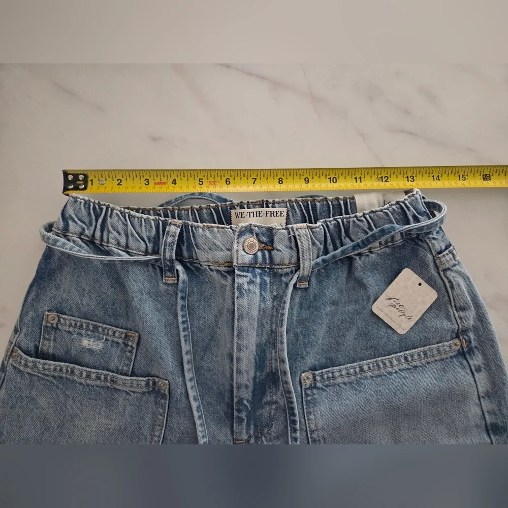 Free People We The Free Curvy Outlaw Wide‎ Leg Denim Jeans Tie Front